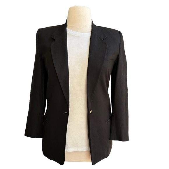Talbots Womens Black Vintage Linens Blend One Button Blazer Size 8 - Picture 1 of 16